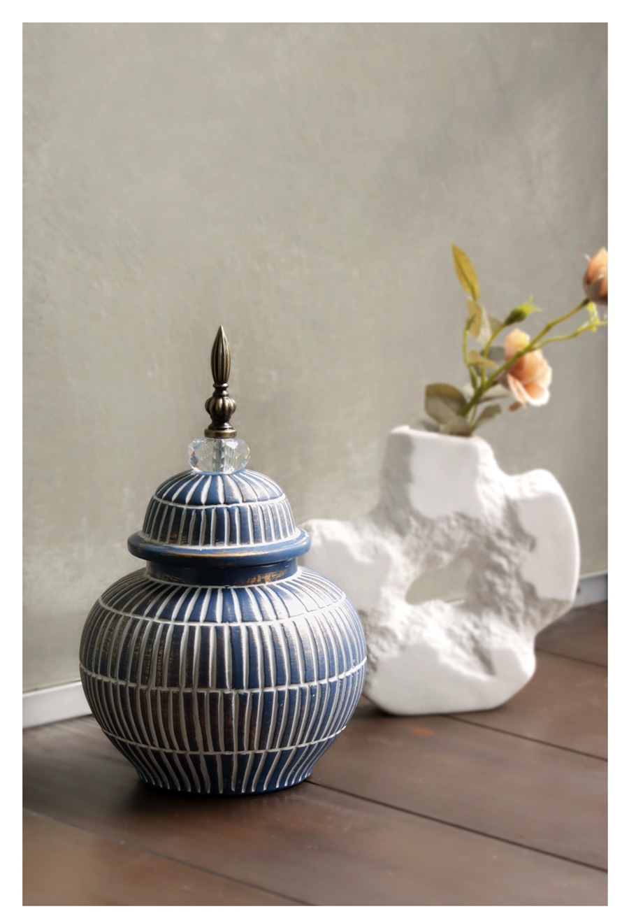 壺 置き物 壺型 キャニスター 陶器 インテリア雑貨 置物 保存容器 壺・メール便