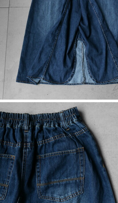 変形 デニムワイドパンツ パンツ レディース デニム 送料無料・再再販