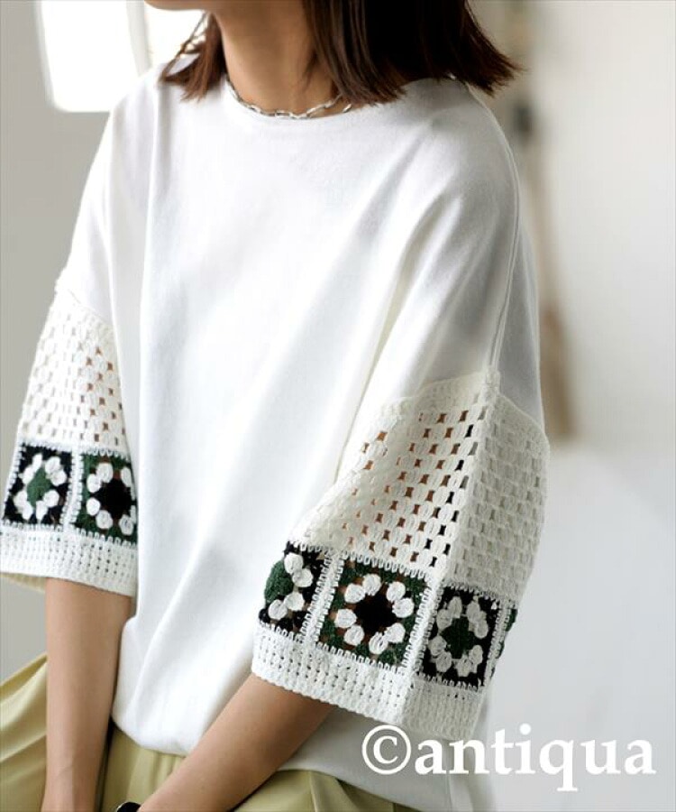 美品45R リネン100% レース 透かし編み プルオーバーカットソー Tシャツ 27_000000020465.jpg?1710219059