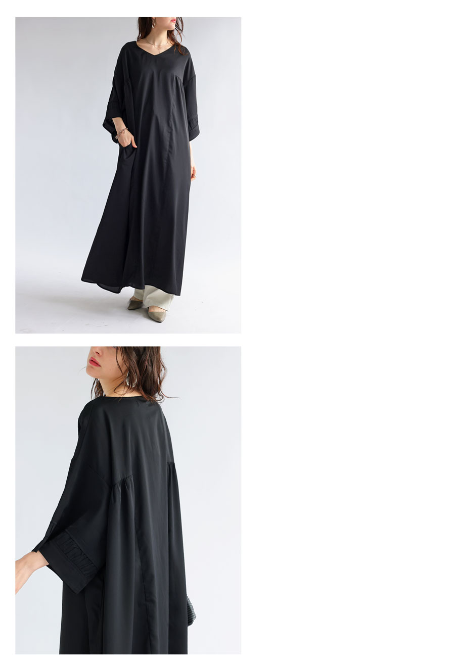 ギャザーワンピース ワンピース レディース ロング 送料無料
