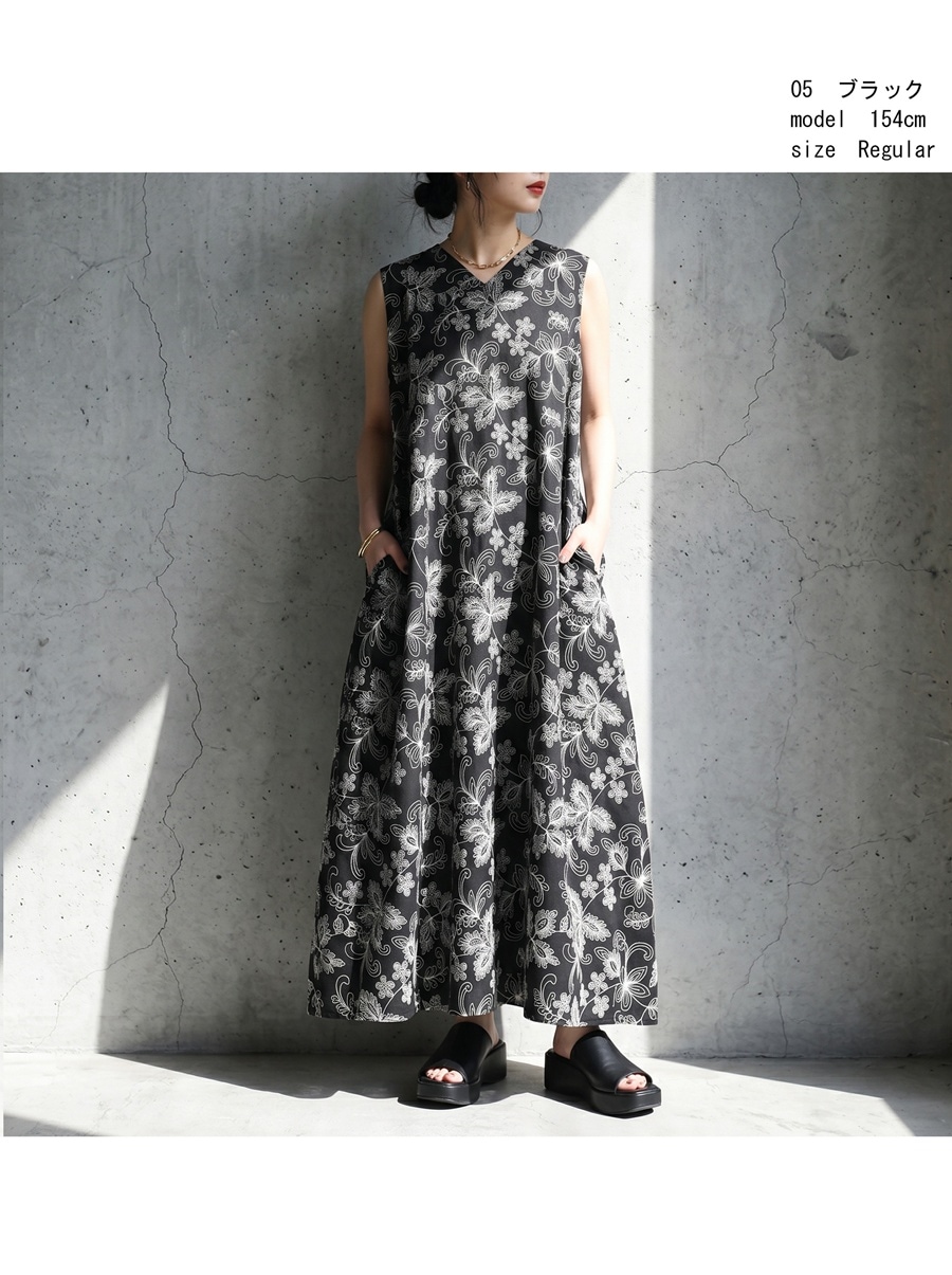 新品 タグ付き divka ディウカ ワイドシルエット コクーン ワンピース 花を、品よく纏う。花柄 コクーンワンピース レディース ノースリーブ