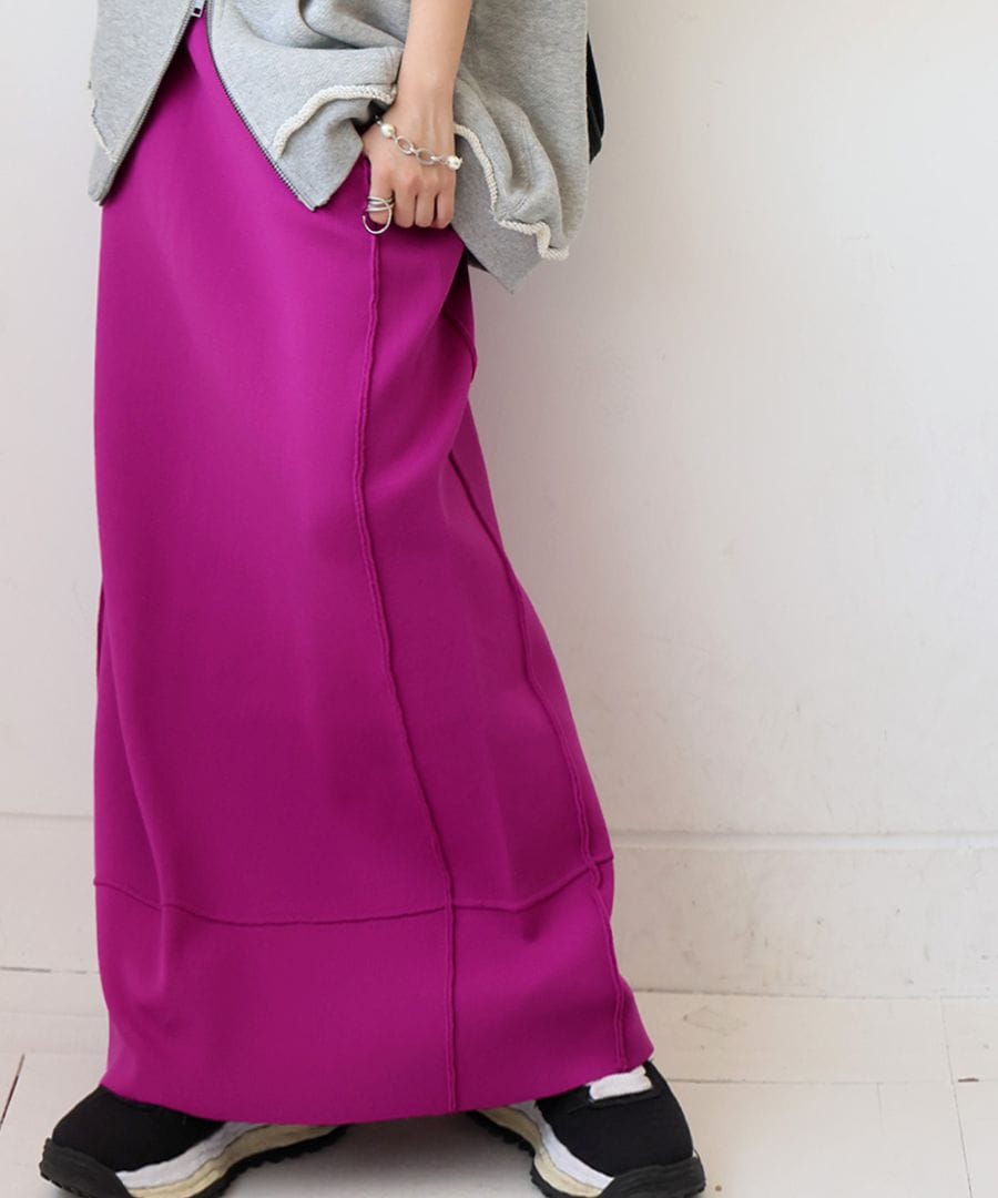 スポンジニット ロングスカート レディース ボトムス 送料無料