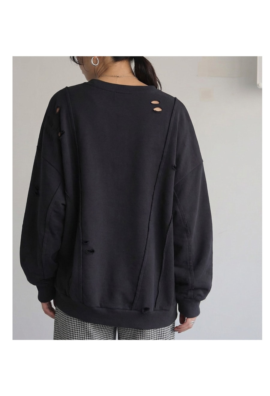 ダメージ加工 スウェット レディース トレーナー 送料無料・メール便