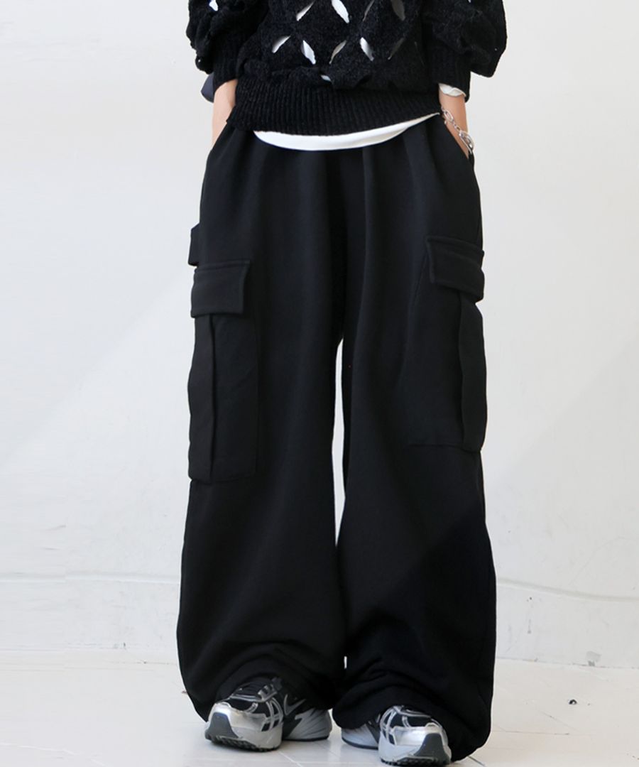 裏毛カーゴワイドパンツ レディース ボトムス パンツ 送料無料・メール