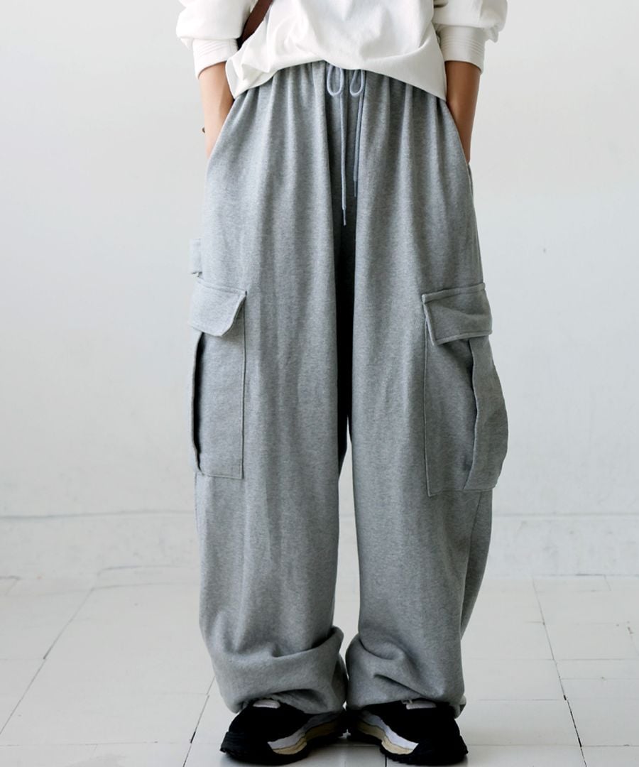 裏毛カーゴワイドパンツ レディース ボトムス パンツ 送料無料・メール
