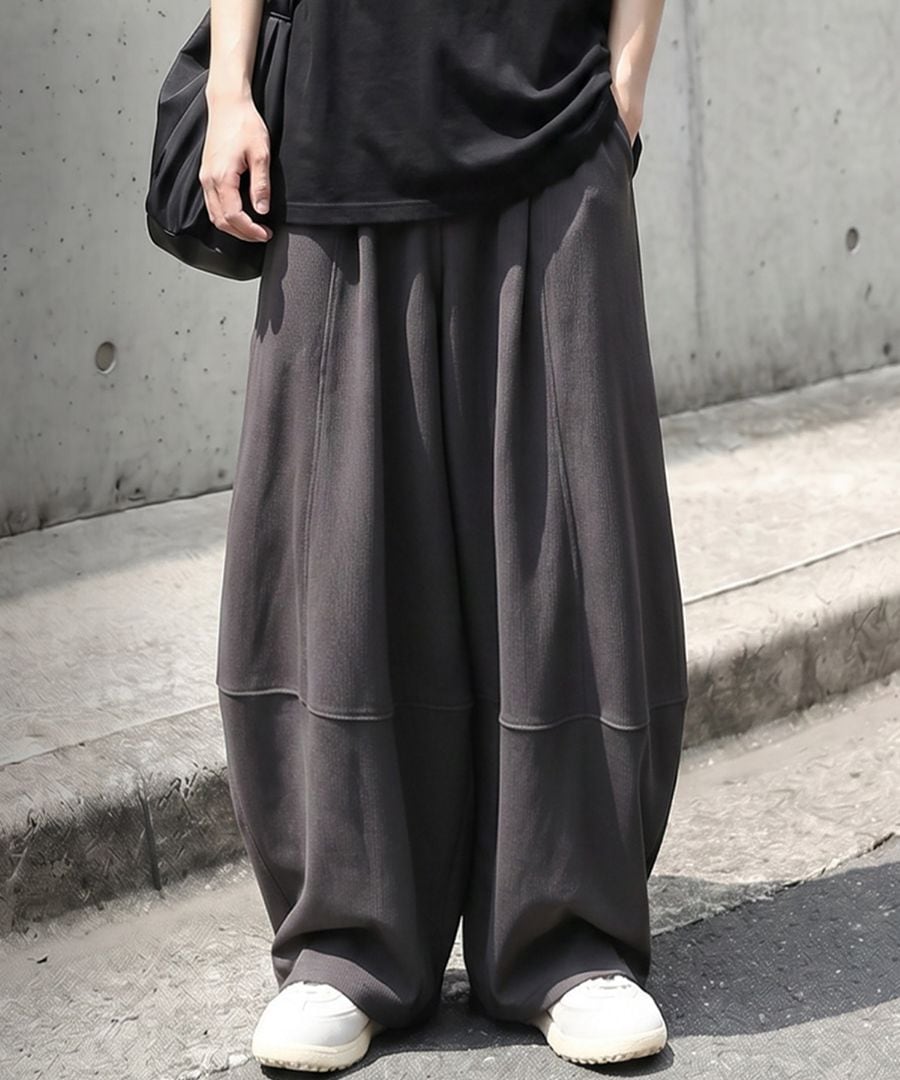 穿くだけで、旬顔。 ワッフル バルーンパンツ メンズ ロング 無地 送料