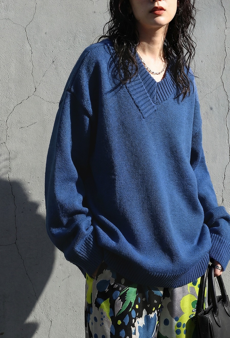 綿100 ニット Vネック レディース オーバーサイズ 送料無料・メール便