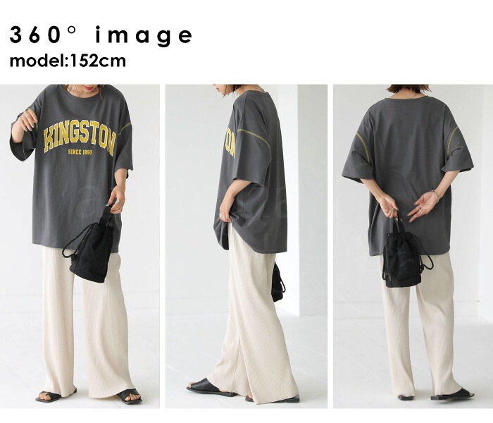カレッジロゴ風 ビックT Tシャツ レディース トップス ロゴT