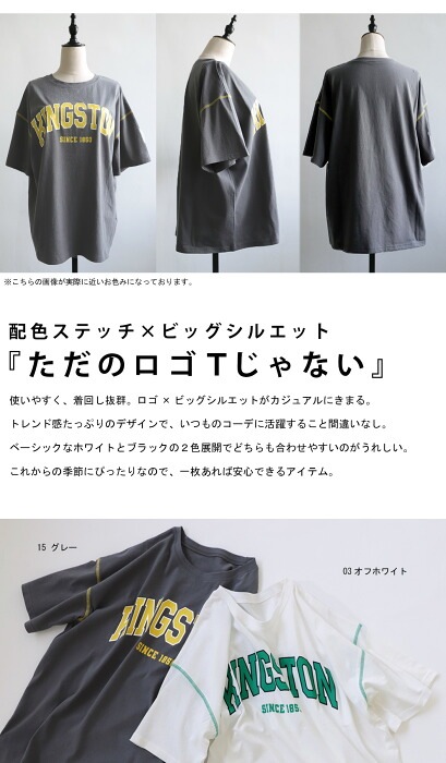 カレッジロゴ風 ビックT Tシャツ レディース トップス ロゴT