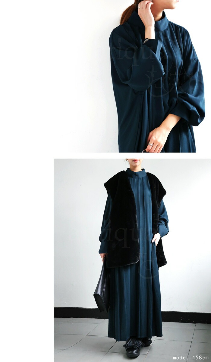 プリーツワンピース ワンピース レディース 長袖 送料無料・再販。(500