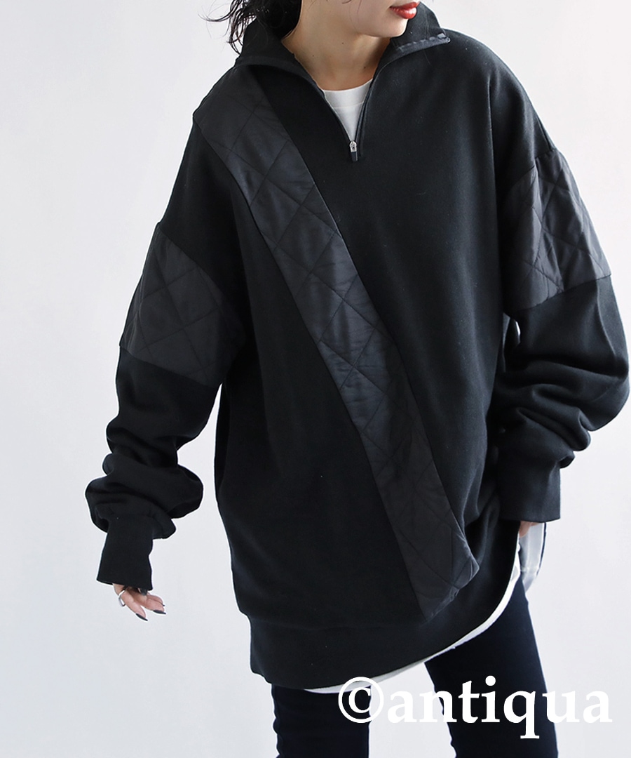 ハーフジッププルオーバー レディース トップス 長袖 送料無料・メール