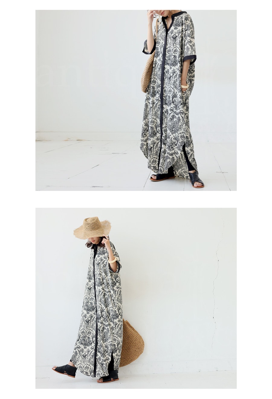 再入荷予定有!トワルドジュイ柄 ワンピース レディース 半袖 ロング 再入荷予定有!トワルドジュイ柄 ワンピース レディース 半袖 ロング