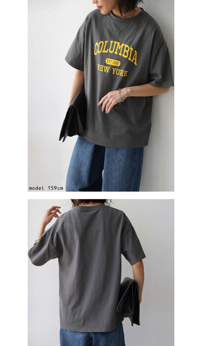 カレッジロゴTシャツ Tシャツ レディース トップス 半袖・再販。(80