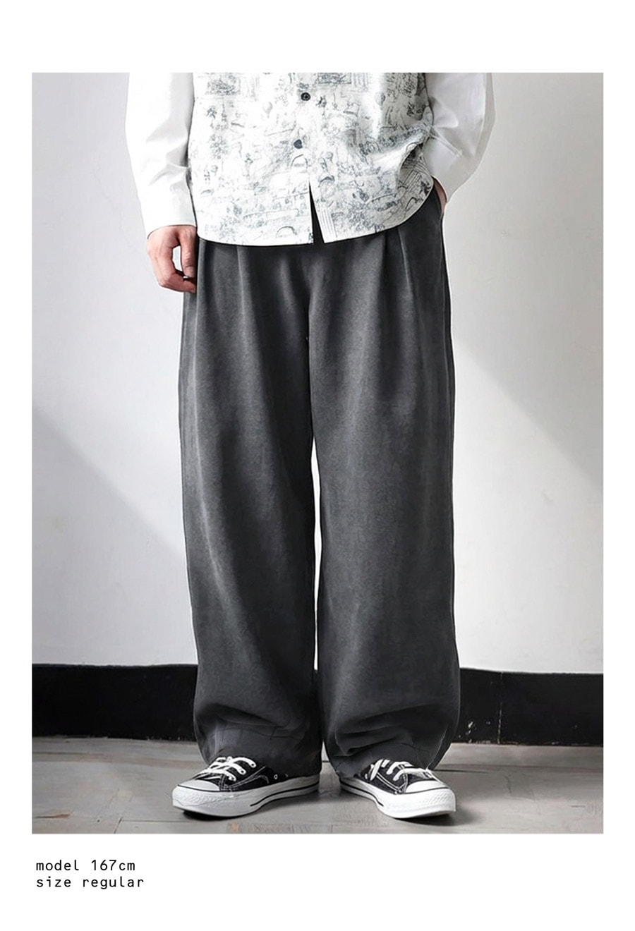 晃ページ スラックス メンズ 綿100 ワイド ピグメント 送料無料・メール便不可