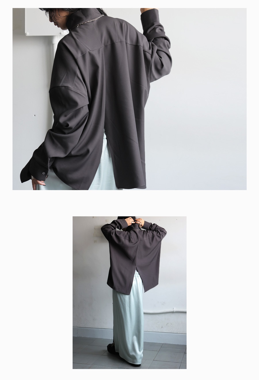 アシメ スタンドカラーシャツ レディース トップス 送料無料・8