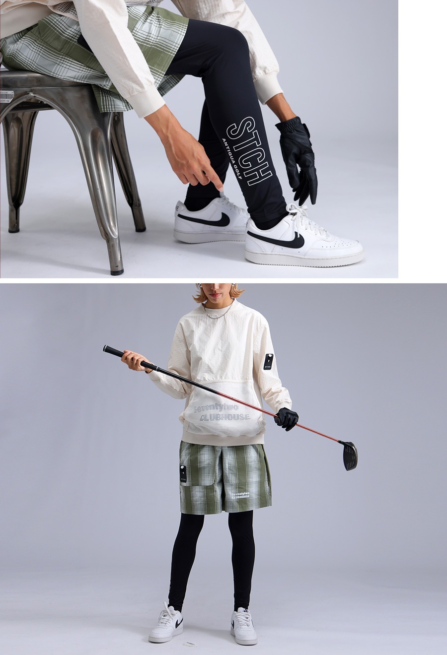 ANTIQUA GOLF×STCH ロゴレギンス 送料無料・(80)メール便可