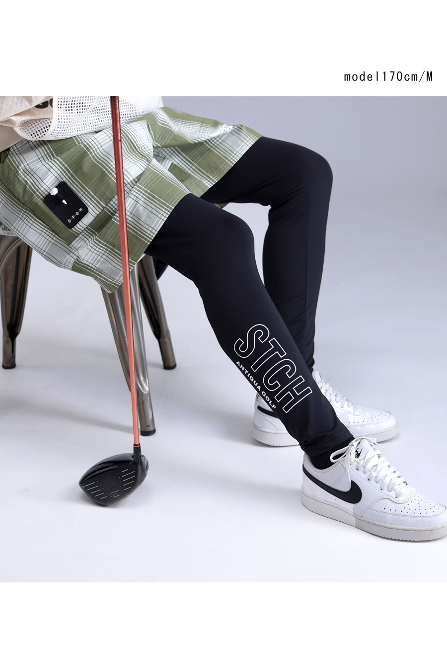 ちゅーん ANTIQUA GOLF×STCH ロゴレギンス 送料無料・(80)メール便可