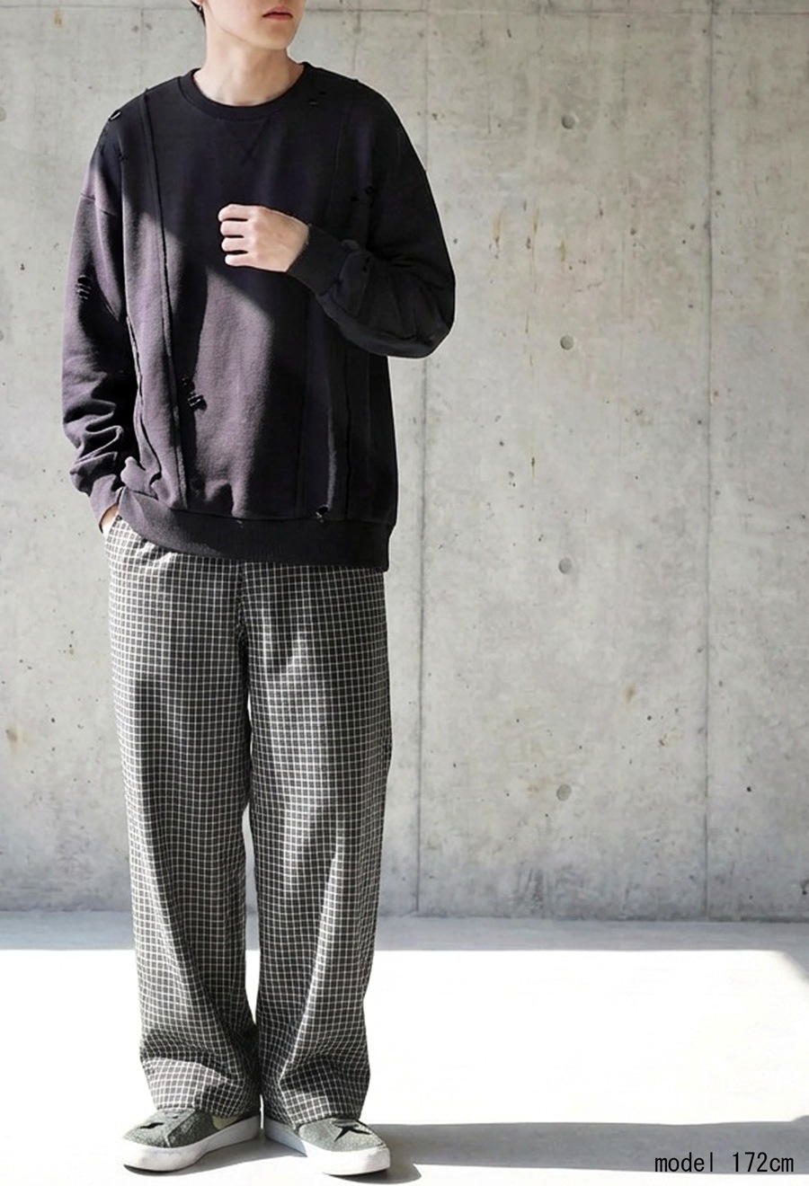 ダメージ加工 スウェット メンズ トレーナー 送料無料・メール便不可