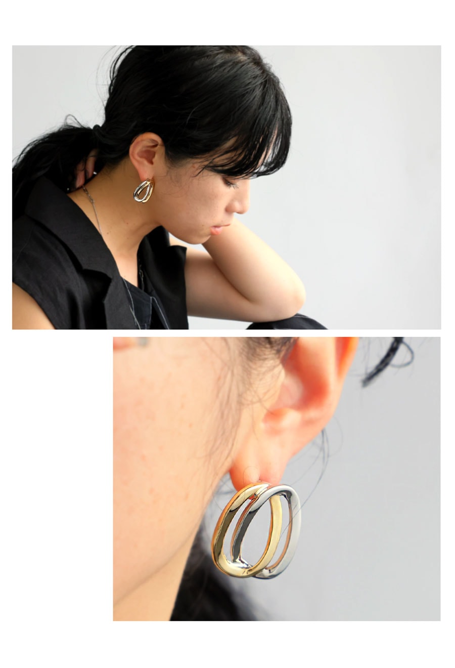 アクセ送料無料 ダブルリングピアス ピアス レディース 両耳用