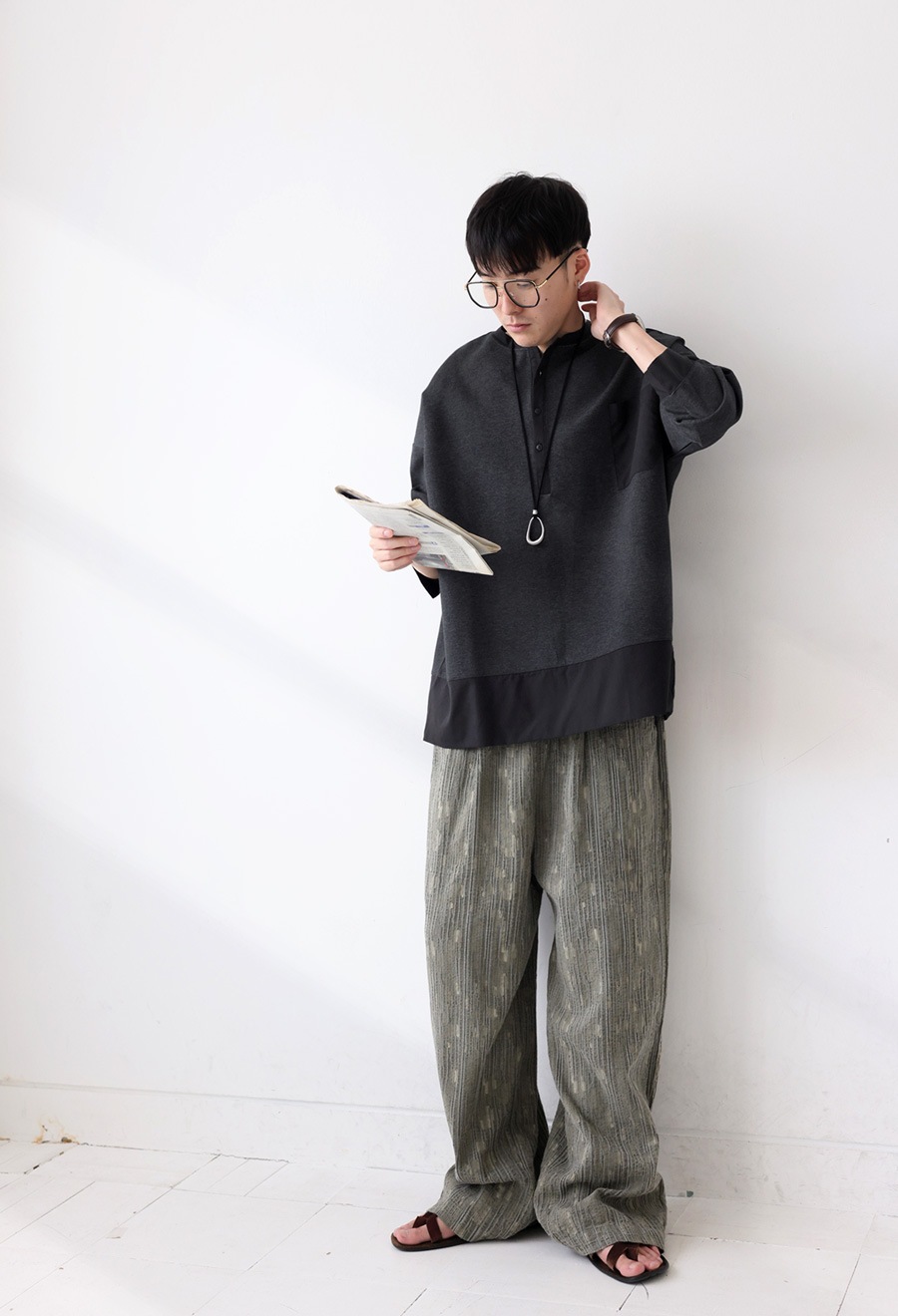 ヘンリーネック ドッキングトップス メンズ トップス 送料無料