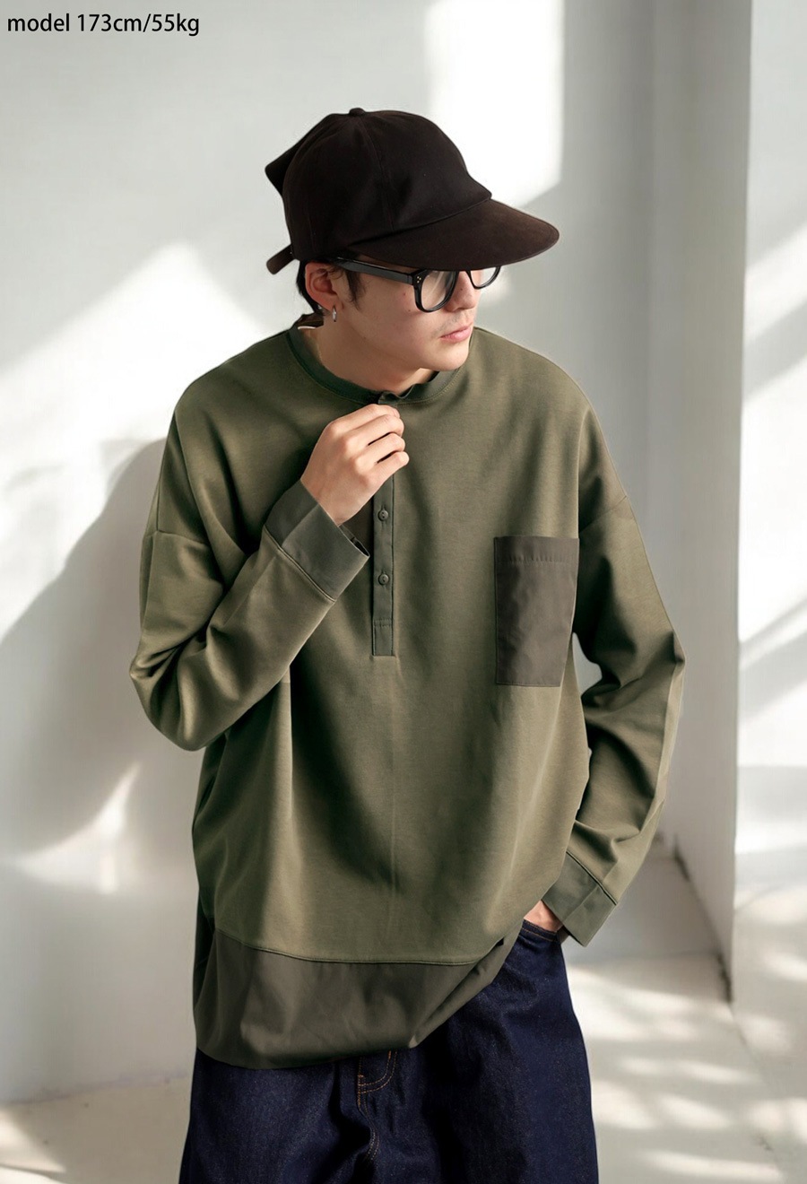 ヘンリーネック ドッキングトップス メンズ トップス 送料無料