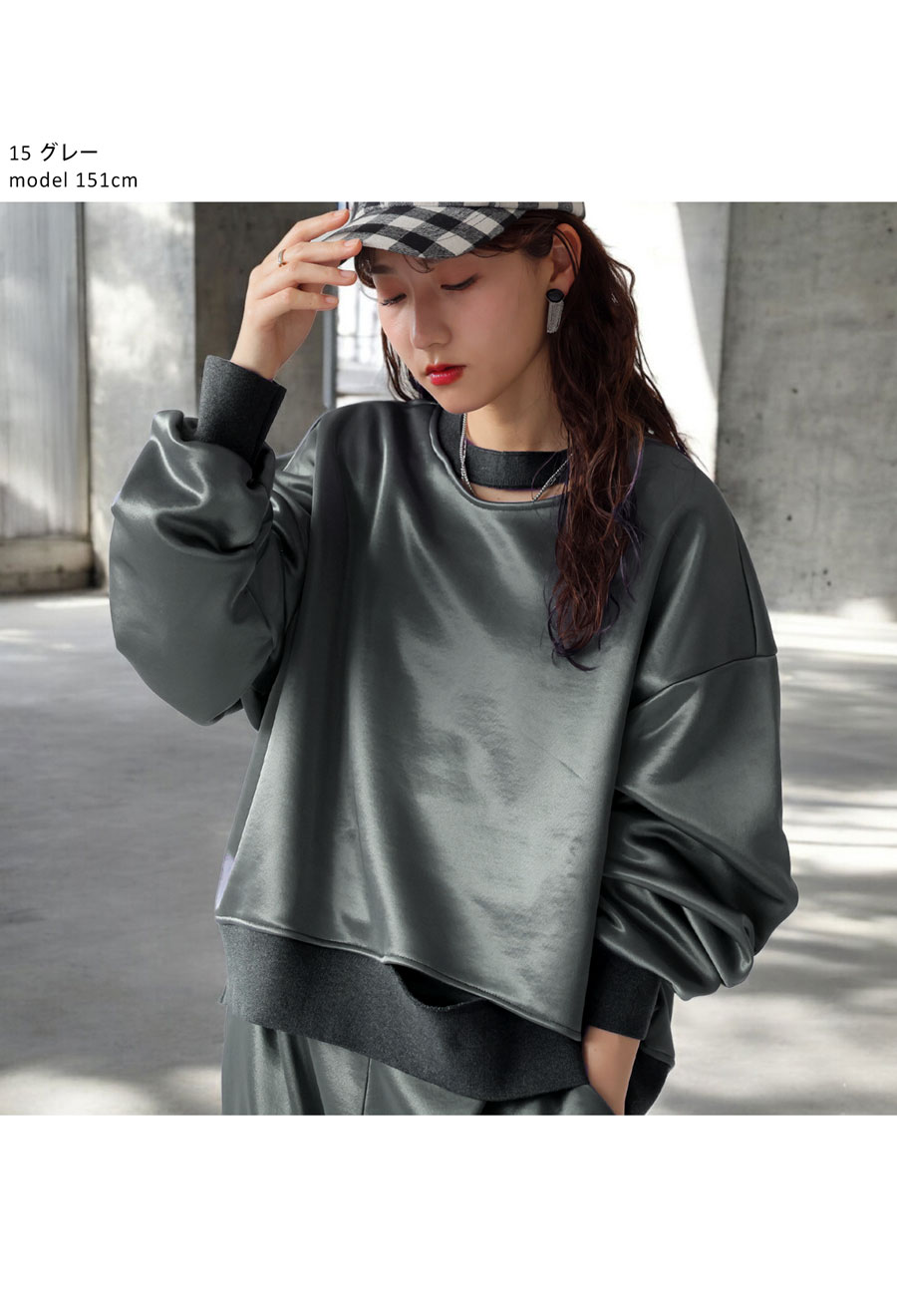 サテン裏毛デザイントップス トレーナー レディース 送料無料・再入荷