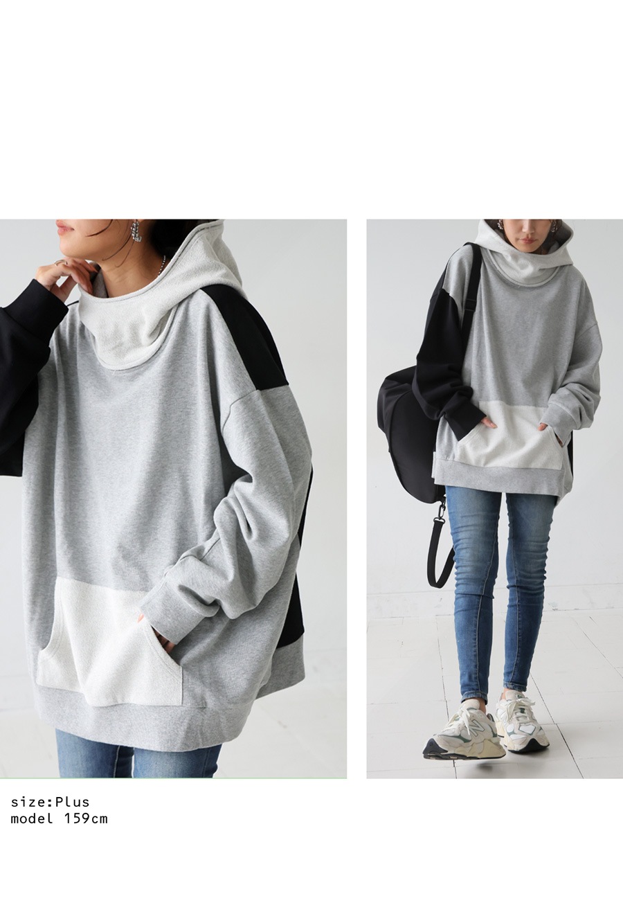 専用008 バイカラー 裏毛フーディー レディース トップス 綿 送料無料