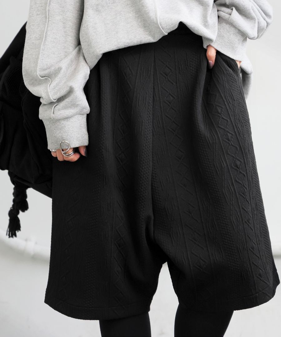 立体柄 サルエルハーフパンツ レディース バレル 送料無料 ・再入荷