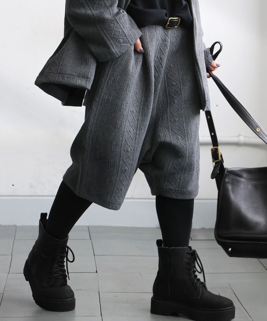 立体柄 サルエルハーフパンツ レディース バレル 送料無料 ・再入荷