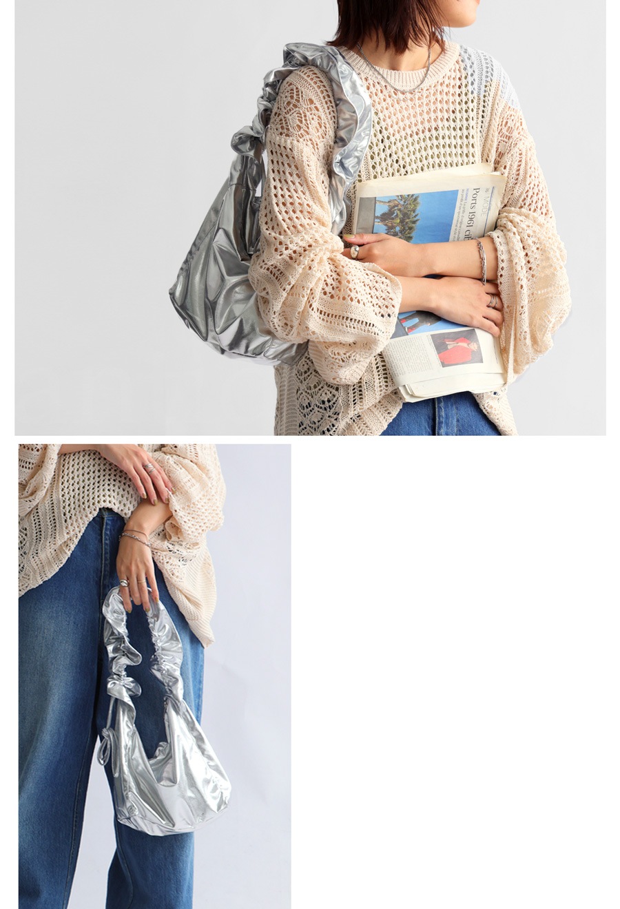 本革✨AB'A BRAND APARTのシルバーバックパック 本革✨AB´A BRAND APARTのシルバーバックパック