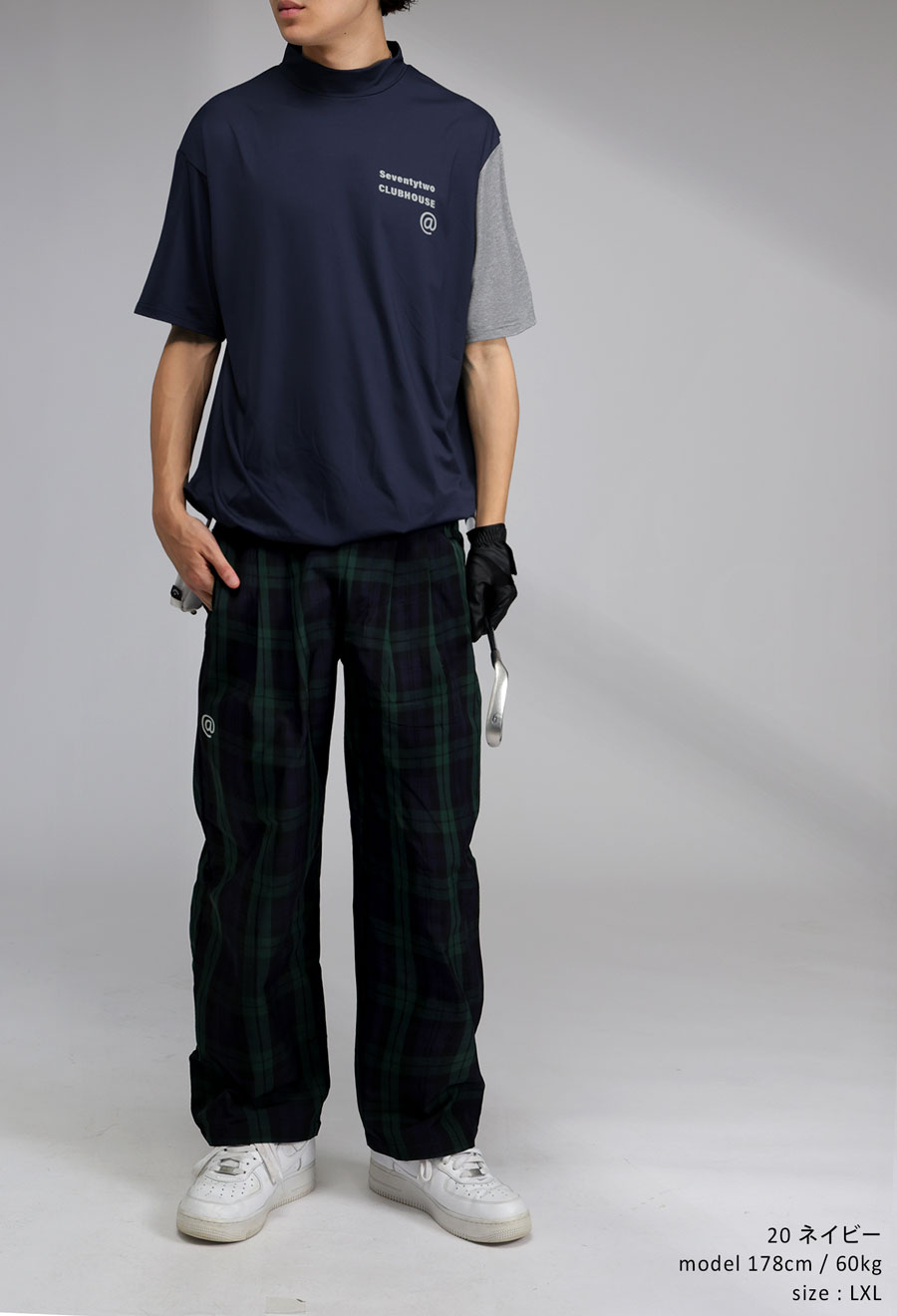 72 CLUBHOUSE モックネック ANTIQUA GOLF×STCH モックネックトップス 送料無料・(50)メール便可