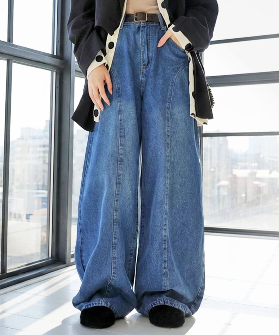 バルーン デニムパンツ レディース デニム ワイド 送料無料・メール便 