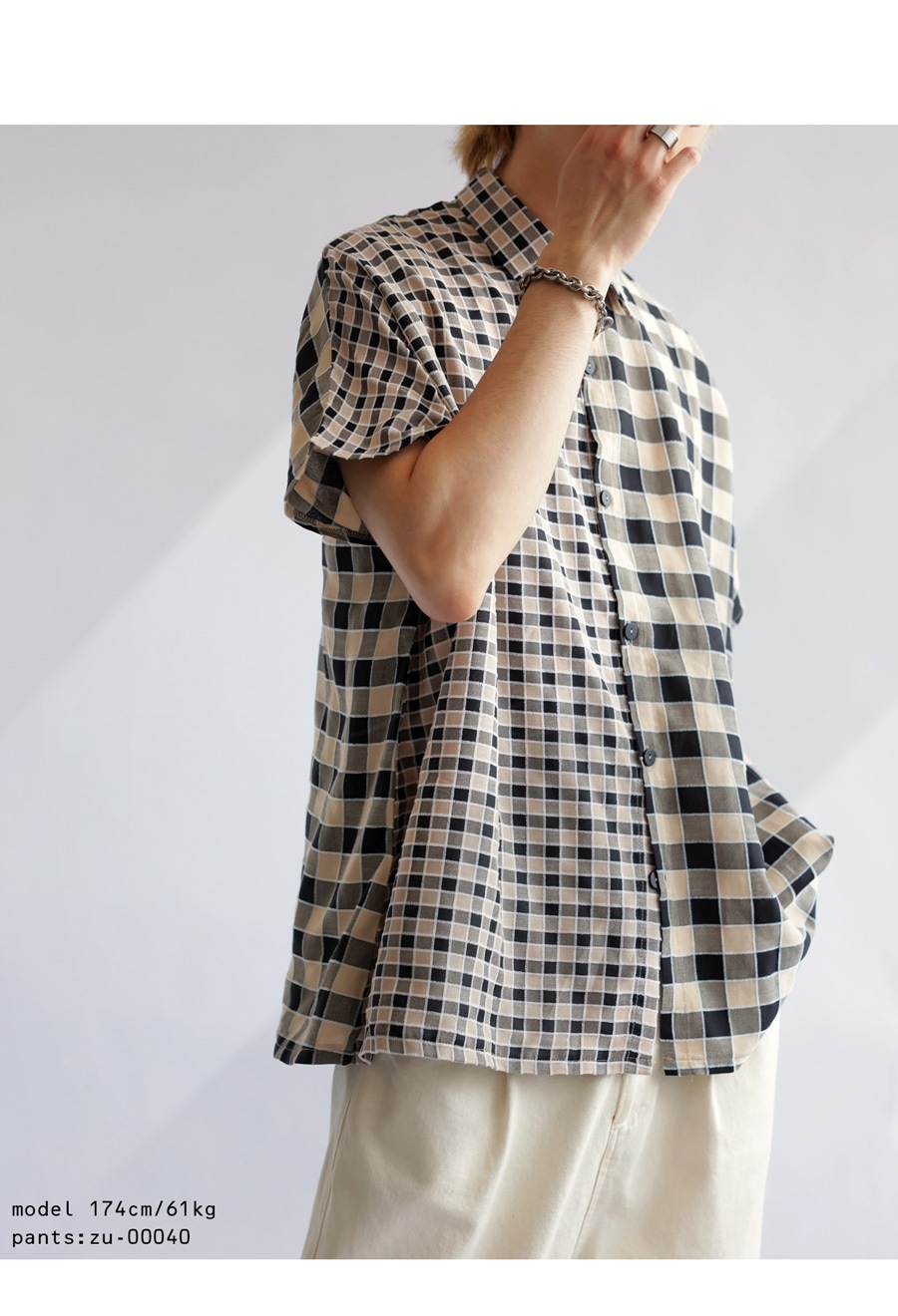 アシメチェックシャツ シャツ メンズ トップス 送料無料・再再販。(80