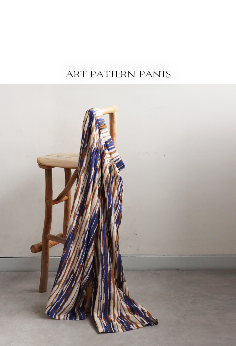 水彩アート柄 ワイドパンツ レディース リラックス 送料無料・メール便