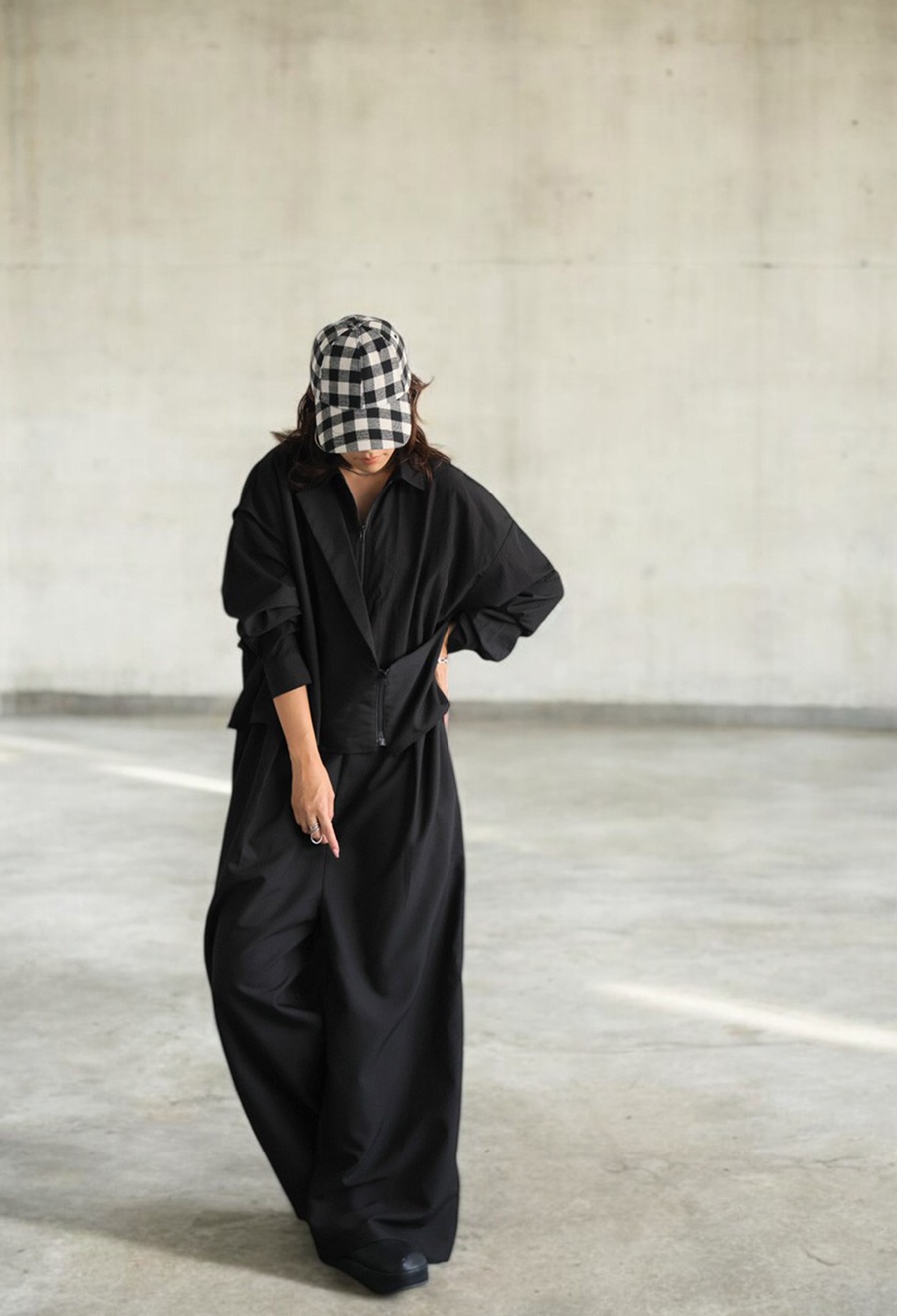 【未使用】Leja ブラックオールインワン Sサイズ 大きいサイズ レディース オールインワン[品番：GJ000020456