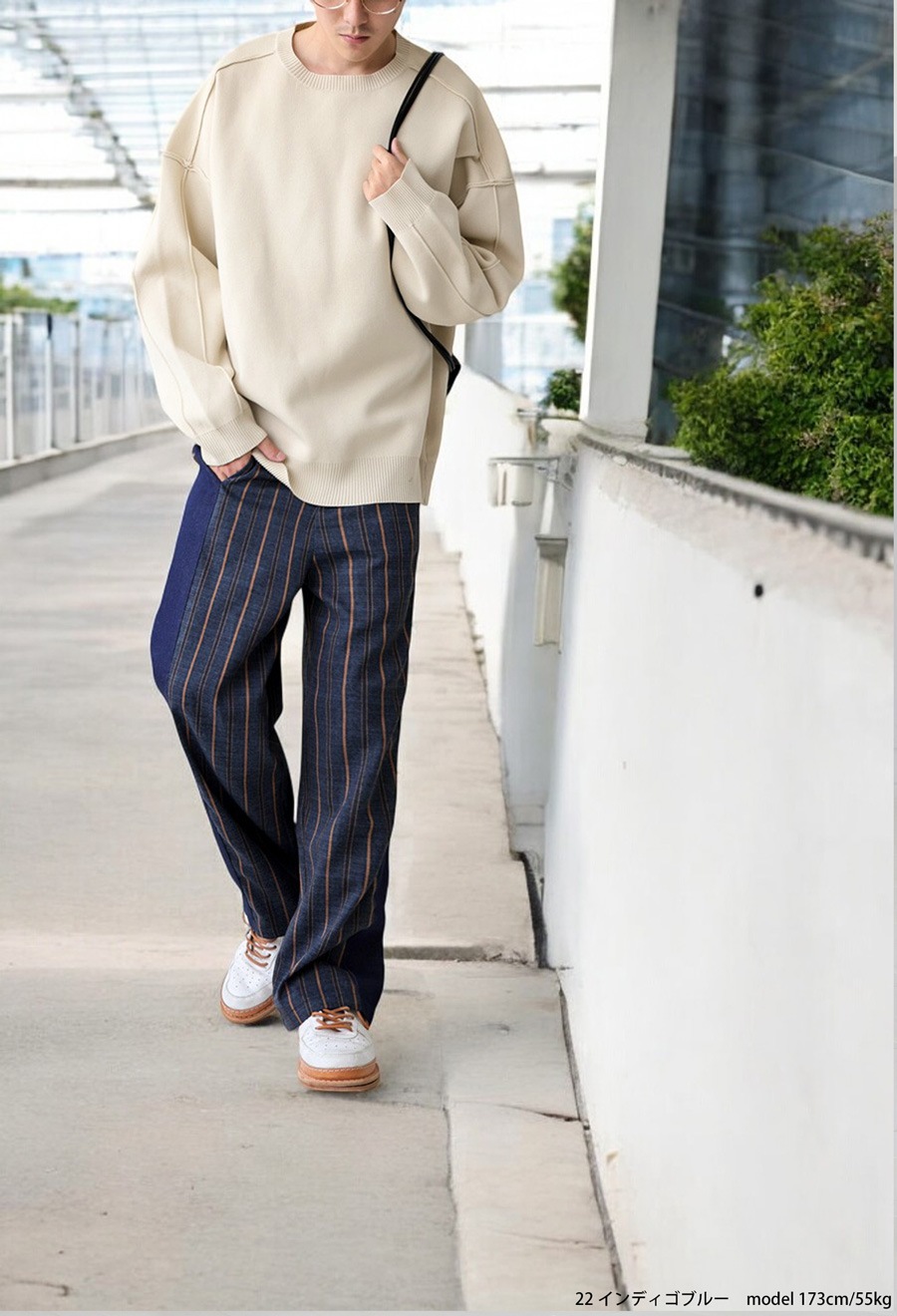 ストライプ柄切り替えパンツ パンツ メンズ ボトムス 送料無料