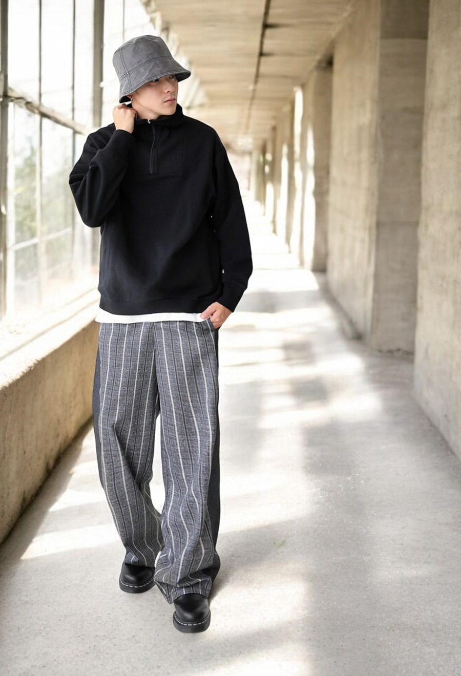 その他 M. XXXL ストライプ柄切り替えパンツ パンツ メンズ ボトムス 送料無料・(500