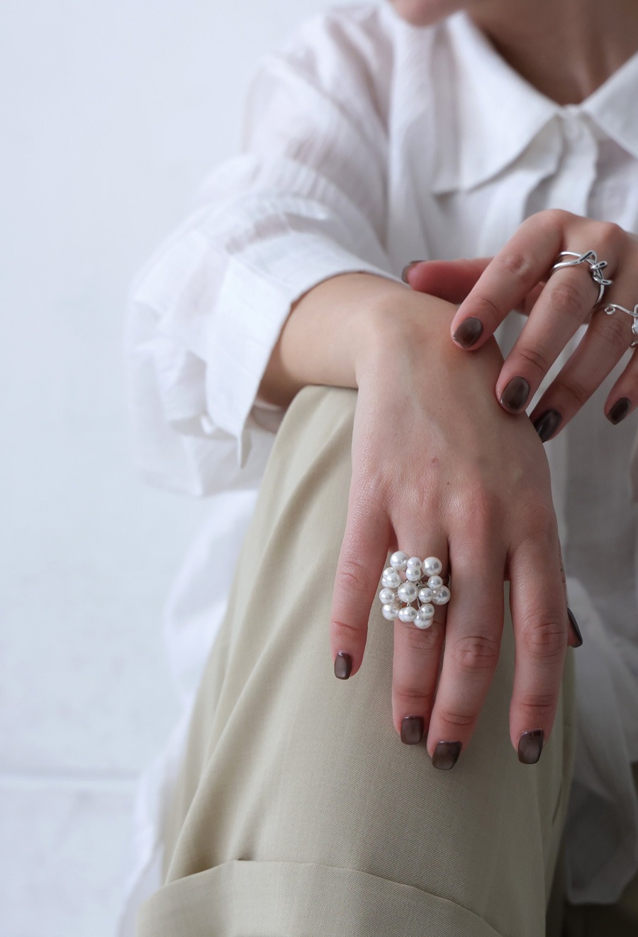 アクセ送料無料 フラワーパールリング リング 指輪 レディース