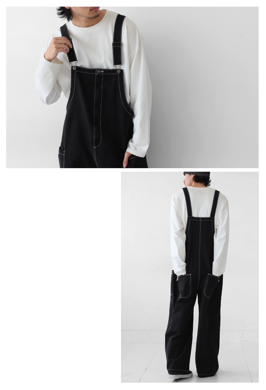 ステッチ配色デニムサロペット サロペット メンズ 送料無料・メール便