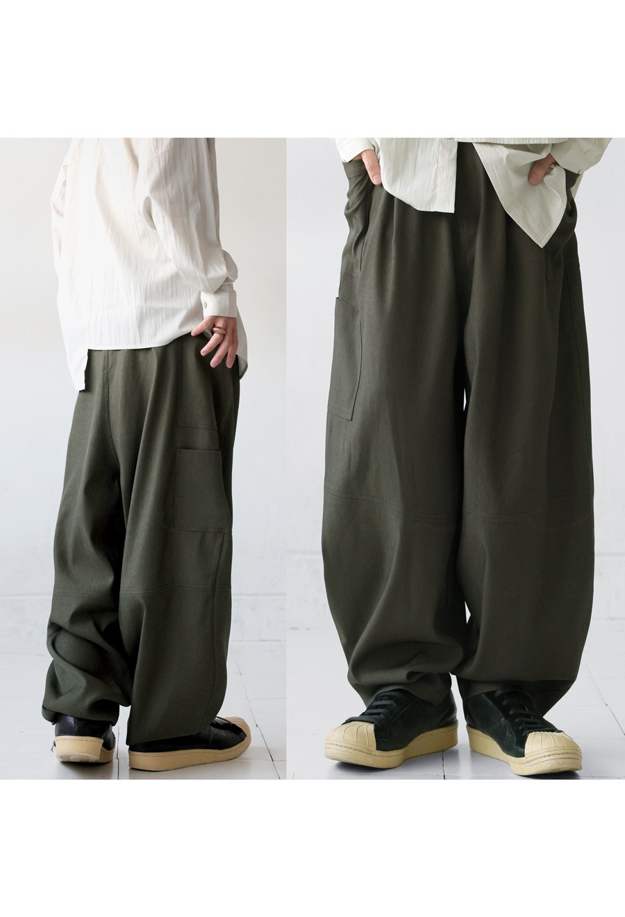 アシンメトリーポケット ワイドパンツ メンズ ロング 送料無料・メール