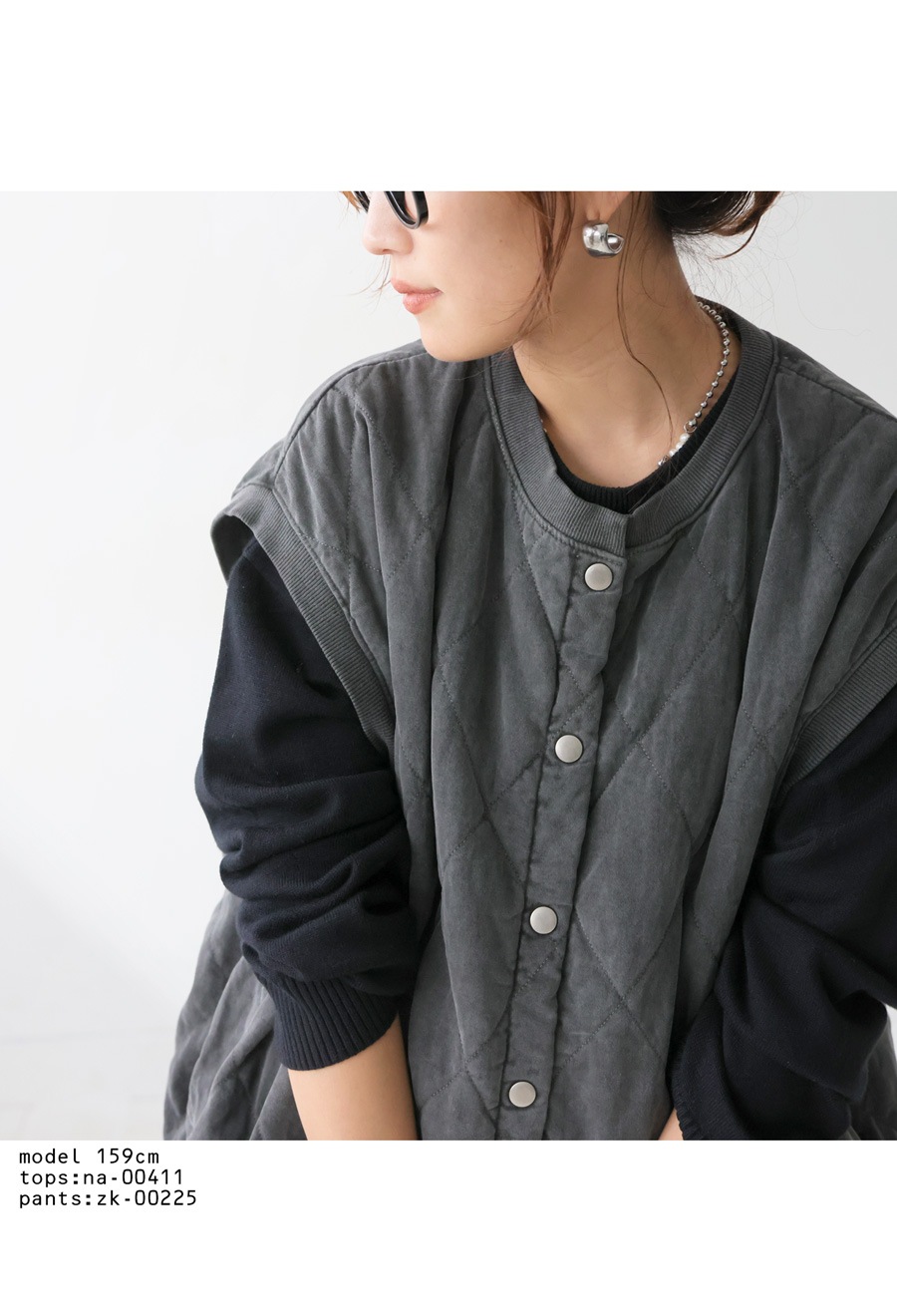 キルティングベスト レディース トップス ノーカラー 送料無料・再入荷