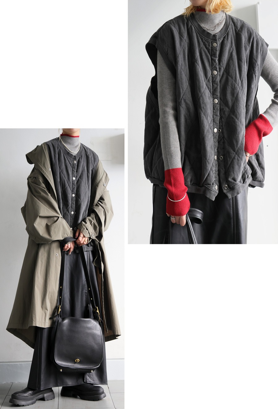 antiqua/pattern torso キルティングベスト ロングタイプ antiqua/pattern torso キルティングベスト ロングタイプ