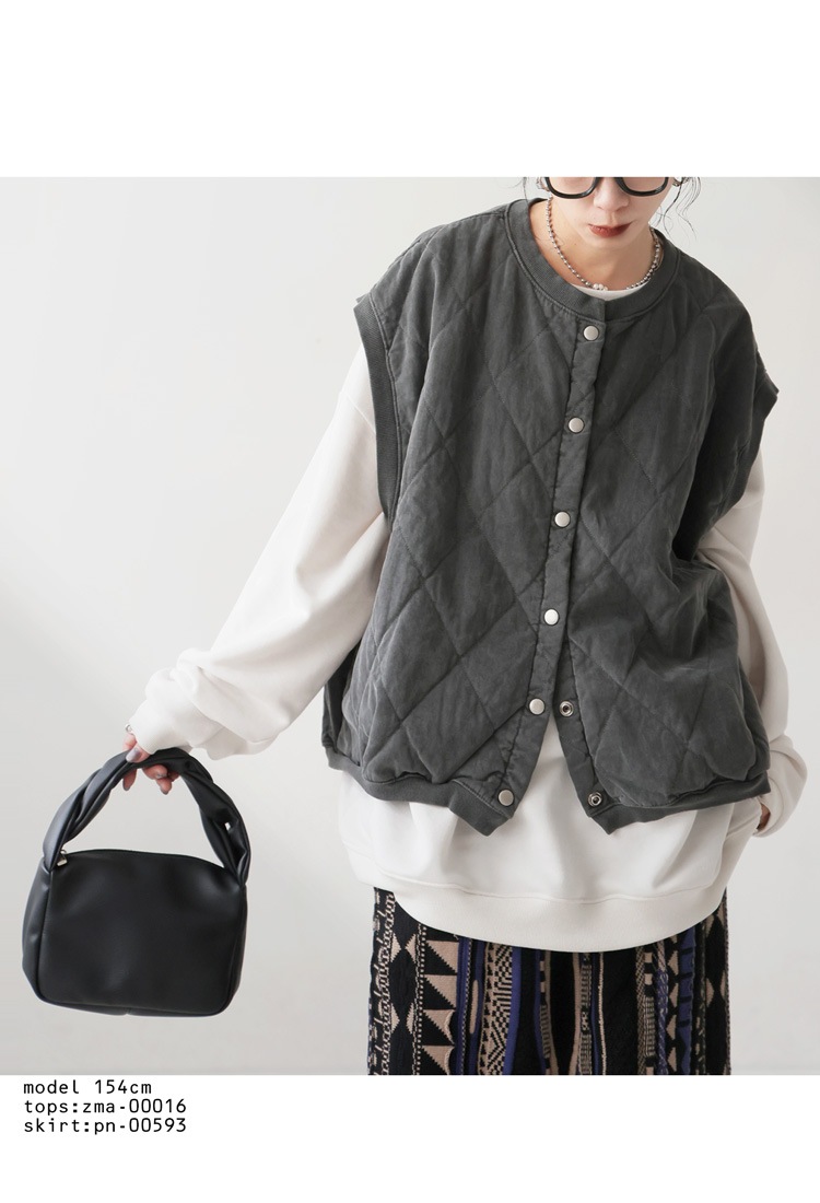 キルティングベスト レディース トップス ノーカラー 送料無料・再入荷