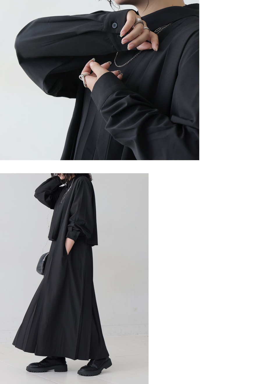 再入荷予定有!プリーツワンピース レディース ワンピース レイヤード風