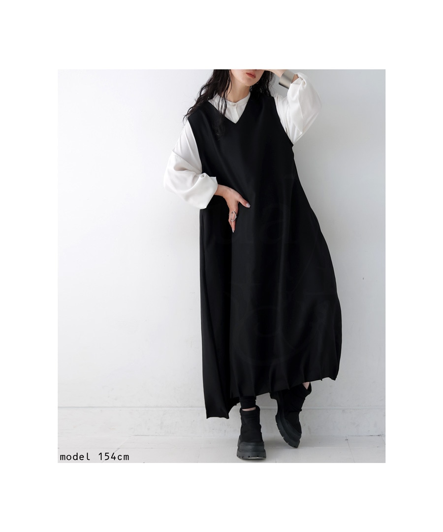 バルーンワンピース ワンピース レディース ロング 無地 送料無料  