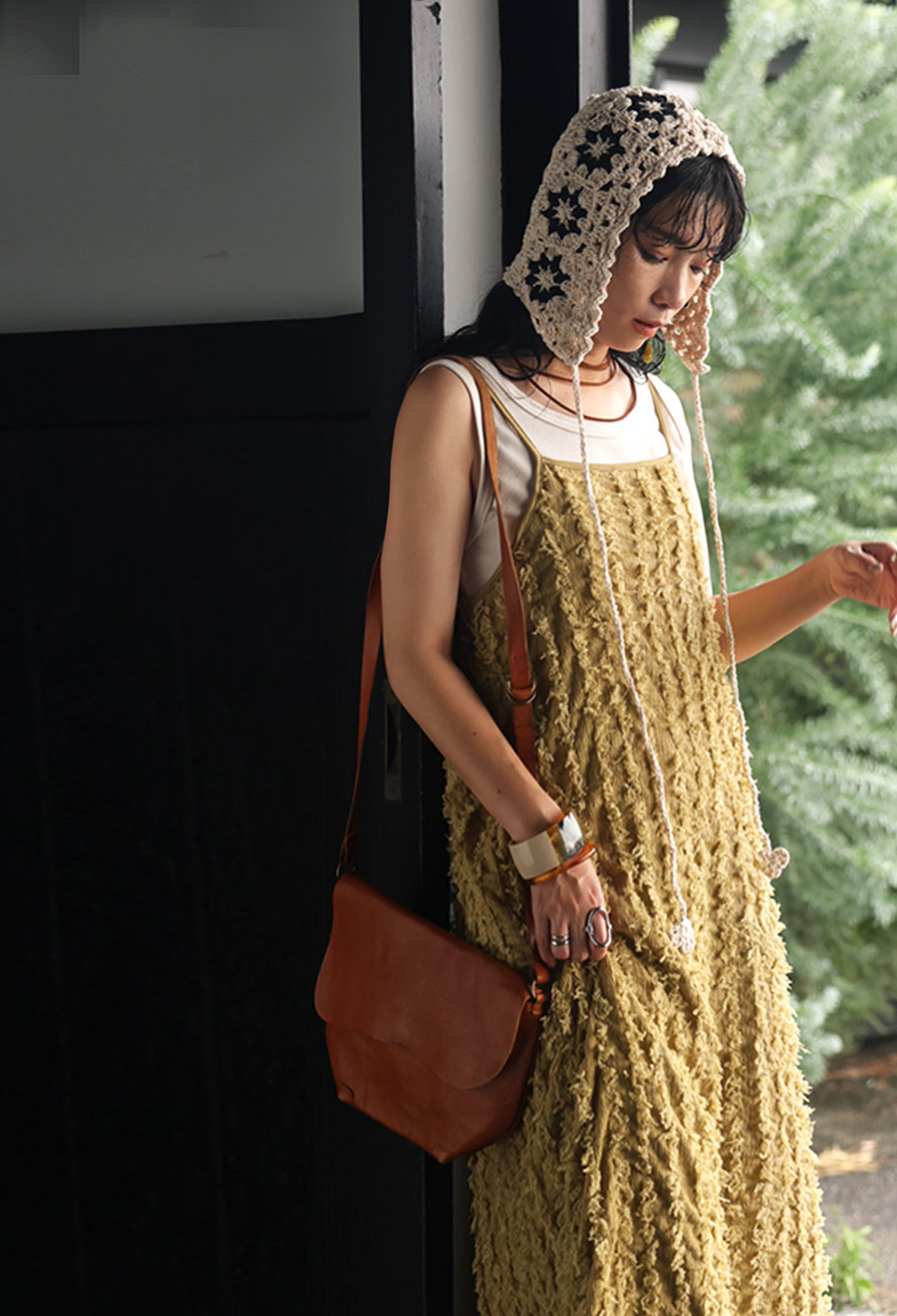 クロシェ編みニット帽 帽子 レディース ハット タッセル・(100)メール