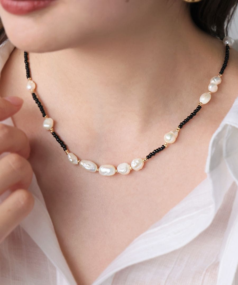 パール ネックレス 【美品】 パールネックレス 7.5〜8mm 淡水真珠 オールノット ハート型ボックス