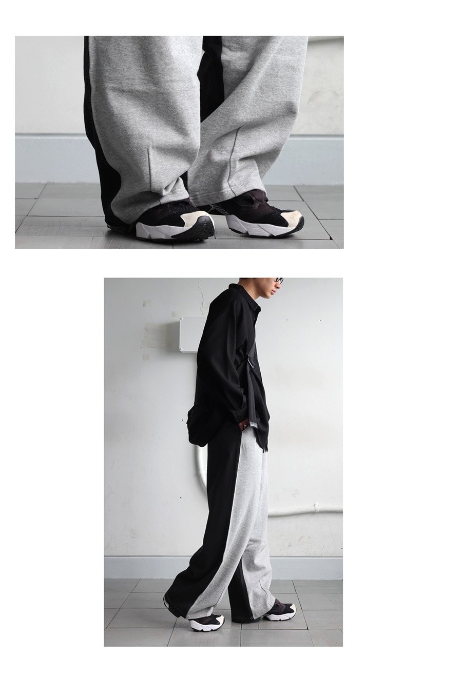 バイカラー 裏毛 スウェットパンツ メンズ ワイド 送料無料・メール便