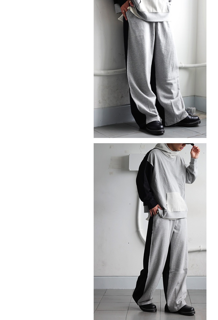 バイカラー 裏毛 スウェットパンツ メンズ ワイド 送料無料・メール便