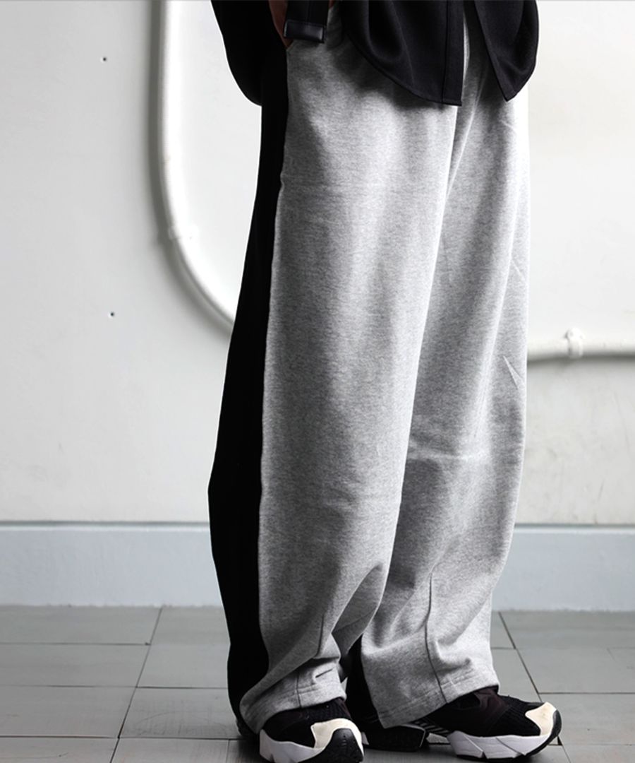 バイカラー 裏毛 スウェットパンツ メンズ ワイド 送料無料・メール便